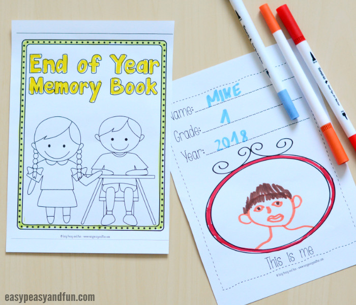 End of year memory book free printable