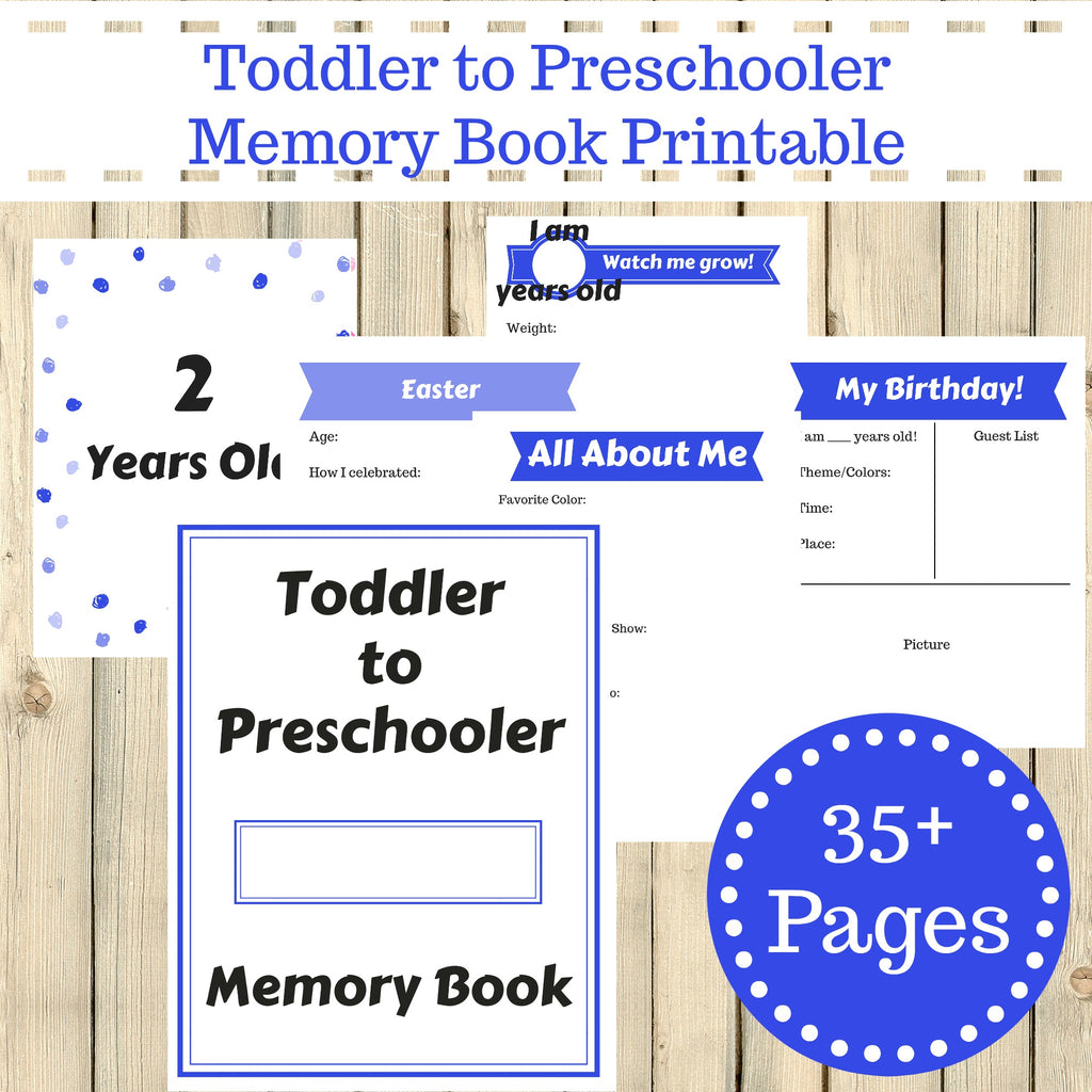 Blue theme toddler to preschooler memory book journal printable pa â sunshine and spoons shop