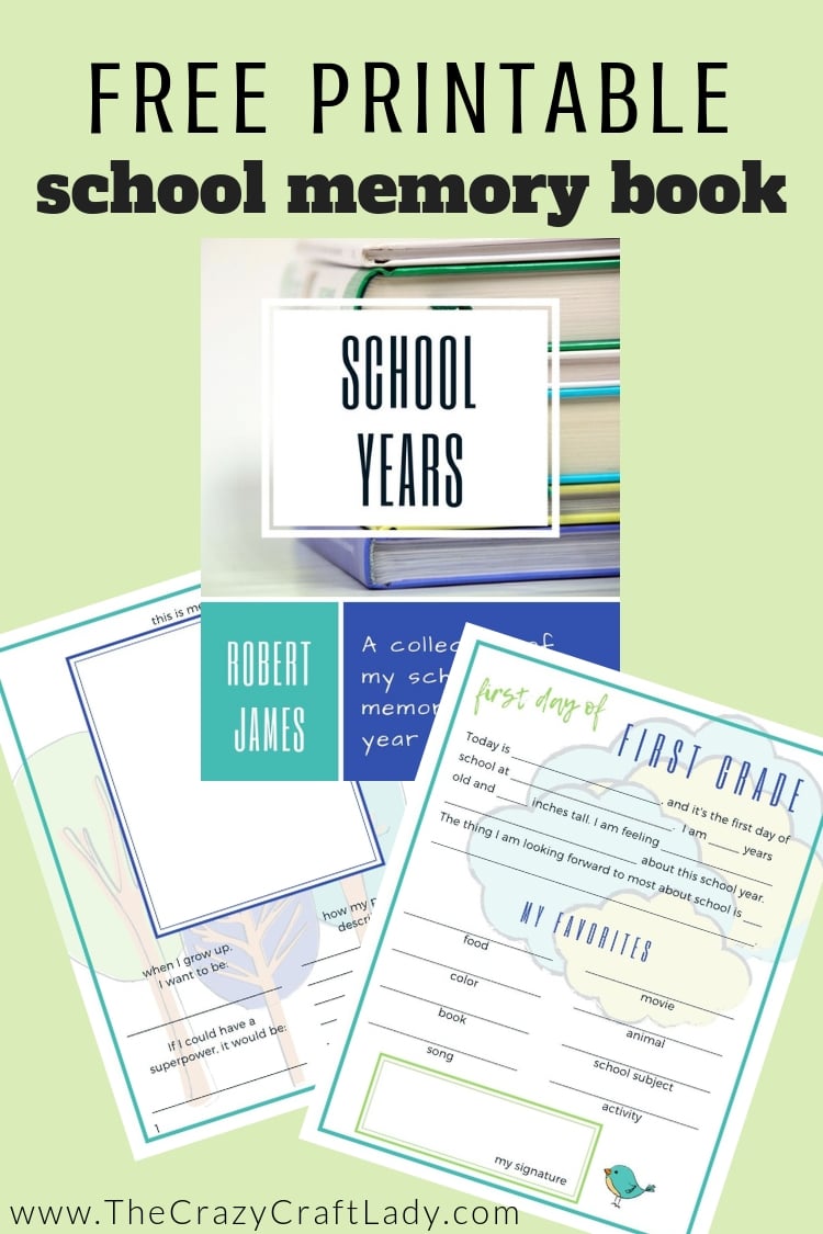 Free printable school years memory book