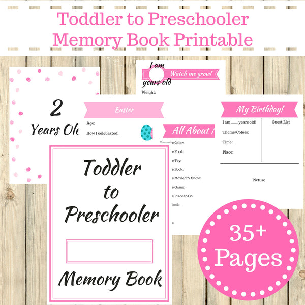 Pink theme toddler to preschooler memory book journal printable pa â sunshine and spoons shop