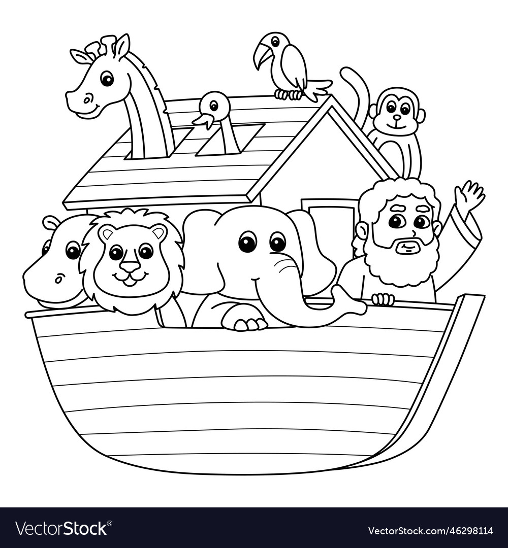 Noahs ark isolated coloring page for kids vector image