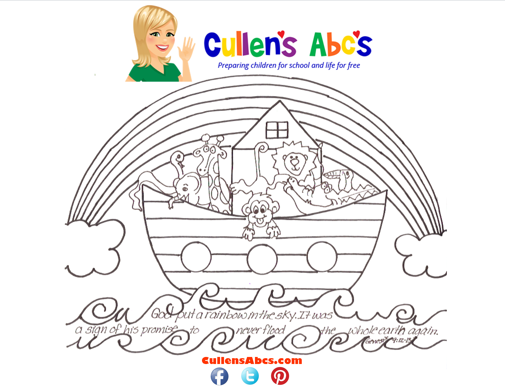 Bible key point coloring page noahs ark free childrens videos activities