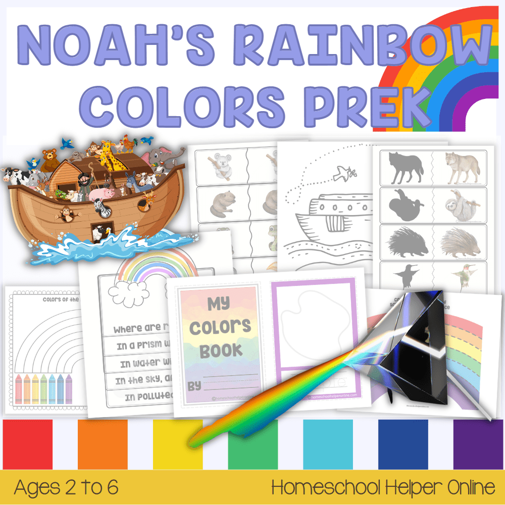 Noahs rainbow colors unit study for homeschool preschool