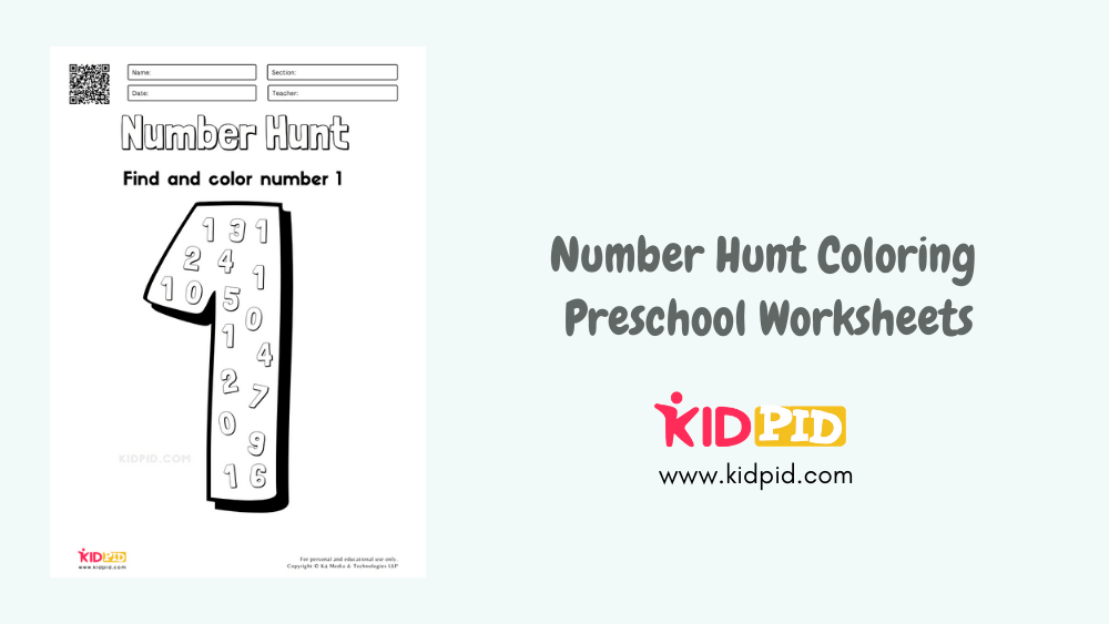 Number hunt coloring preschool worksheets