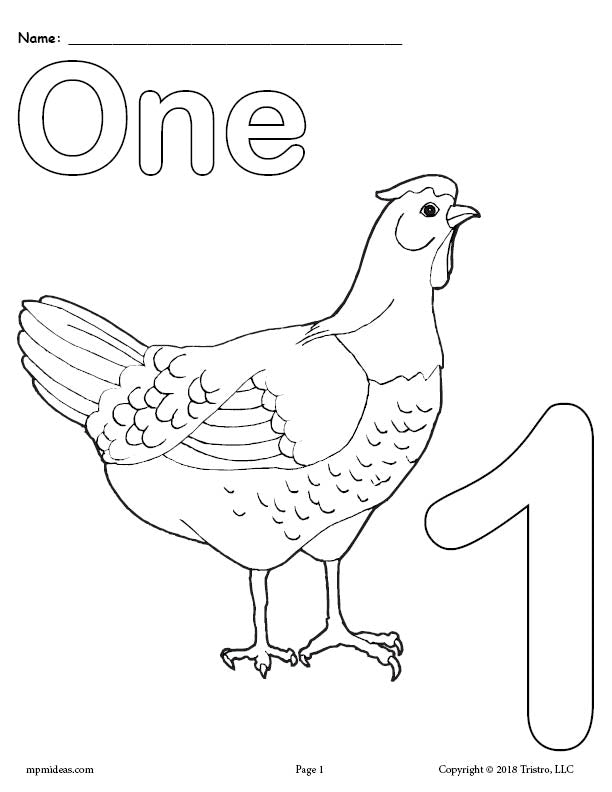 Printable animal number coloring pages