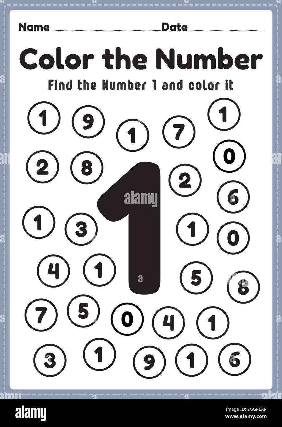 Coloring numbers number worksheet math printable sheet for preschool and kindergarten kids activity to learn basic mathematics skills stock vector image art