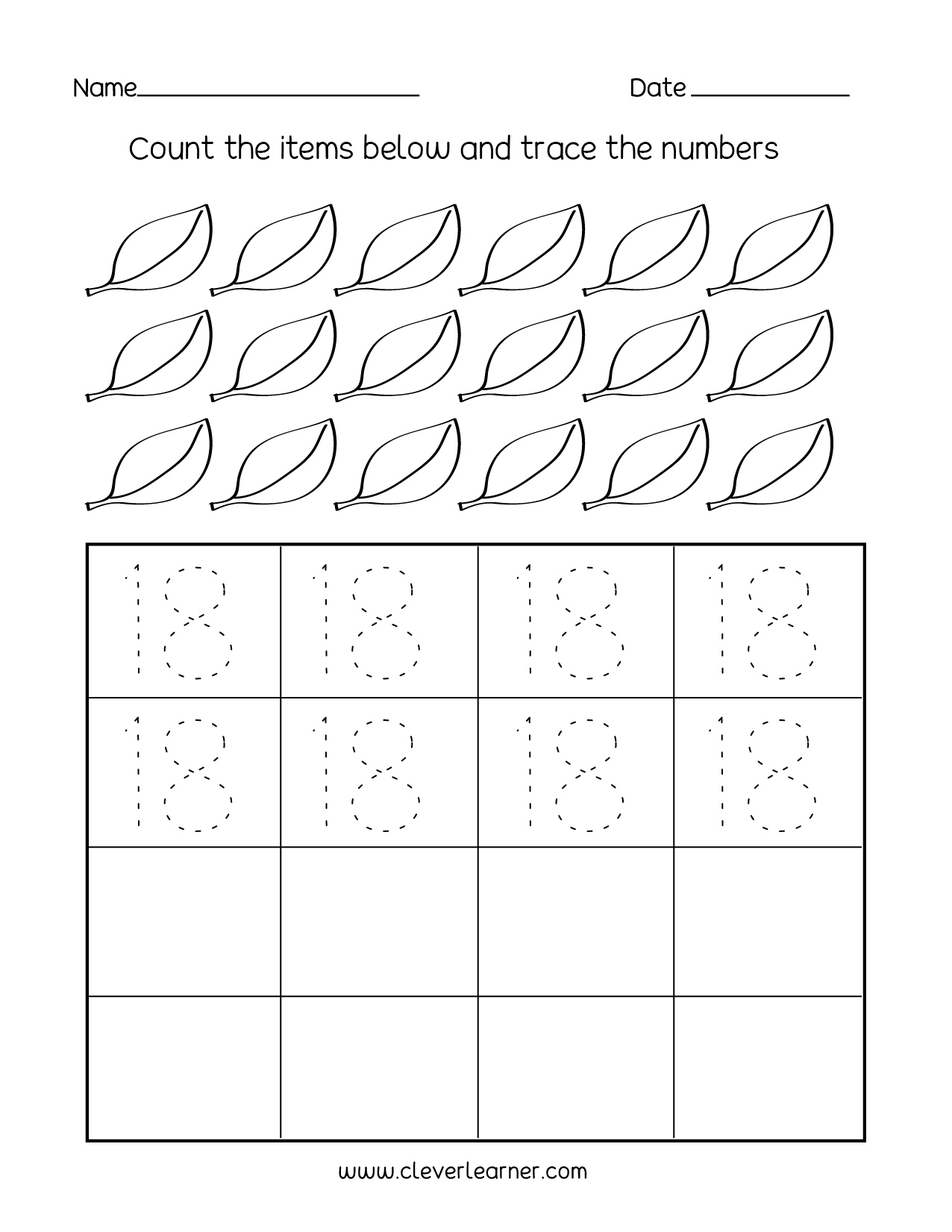 Number writing counting and identification printable worksheets for children