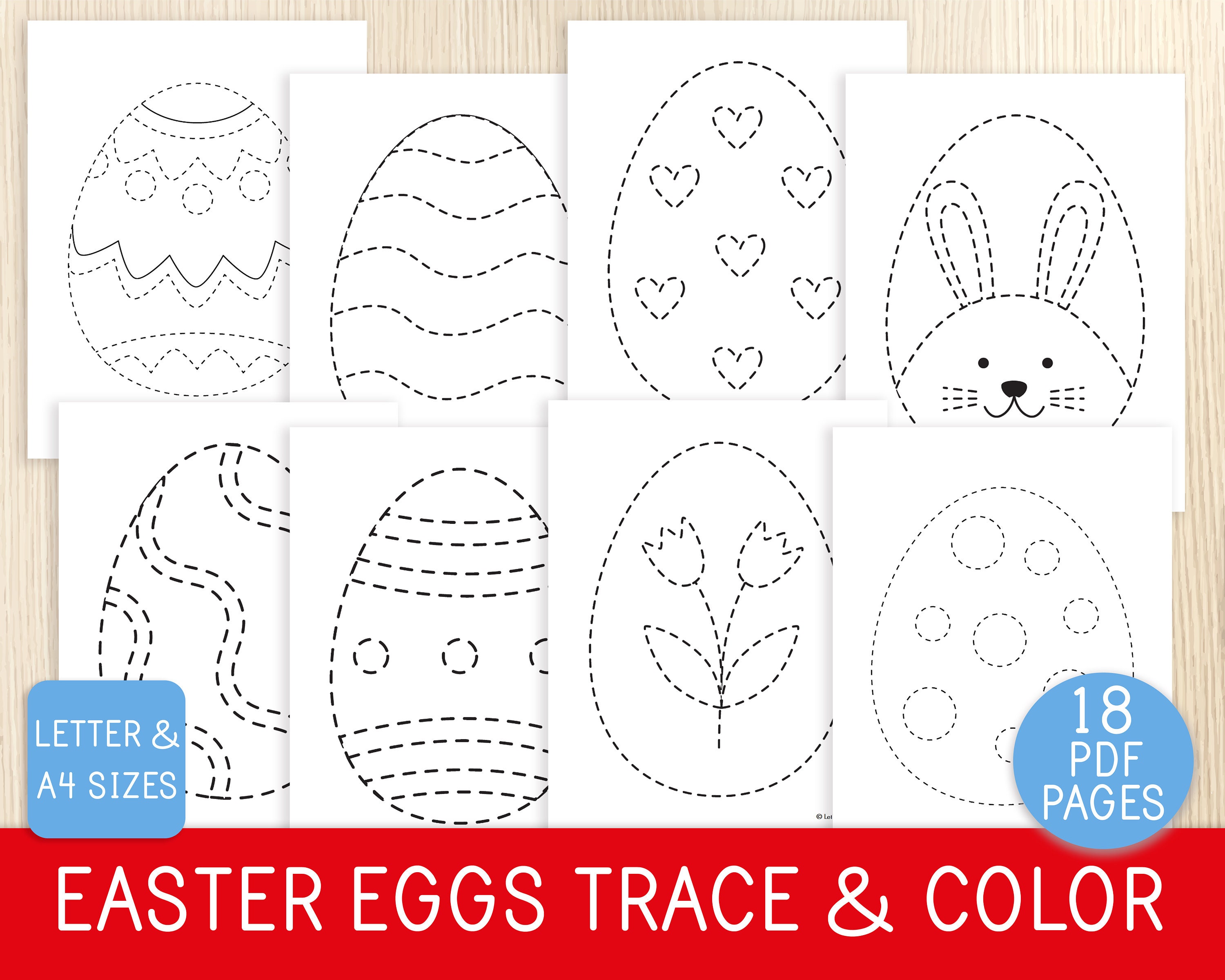 Easter eggs trace color worksheets coloring pages easter kids activity toddler preschool holiday springgarlandpreschool centers