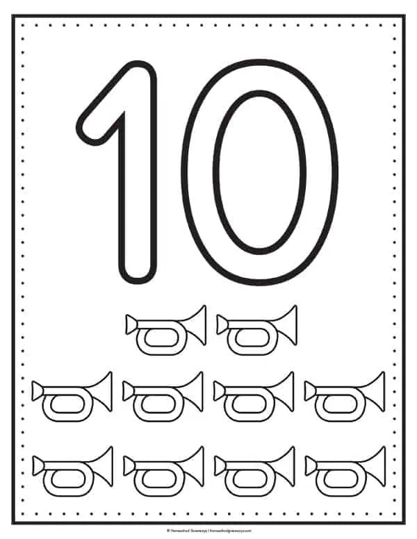 Printable number coloring pages for early learners