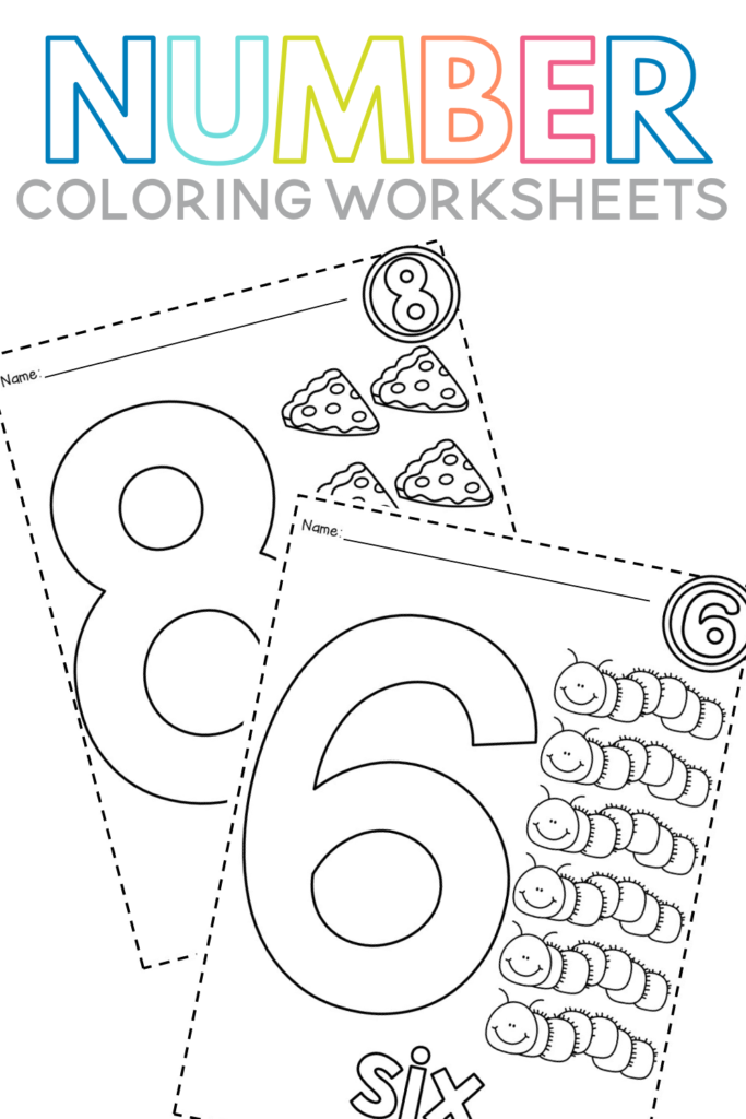 Number coloring worksheets for kids