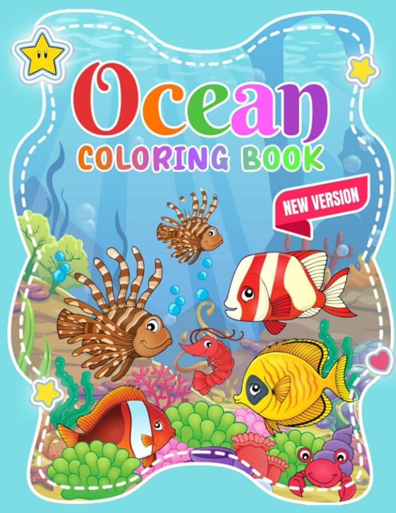 Ocean coloring book ocean animals sea by stars baby