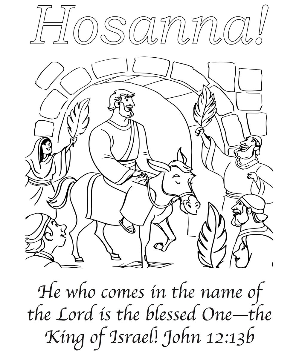 Palm sunday greeting card with john b bible coloring pages sunday greetings palm sunday