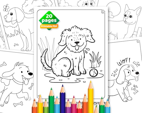 Dogs coloring pages worksheetspdf digital download great for toddlers preschoolers preschool kindergarten first grade