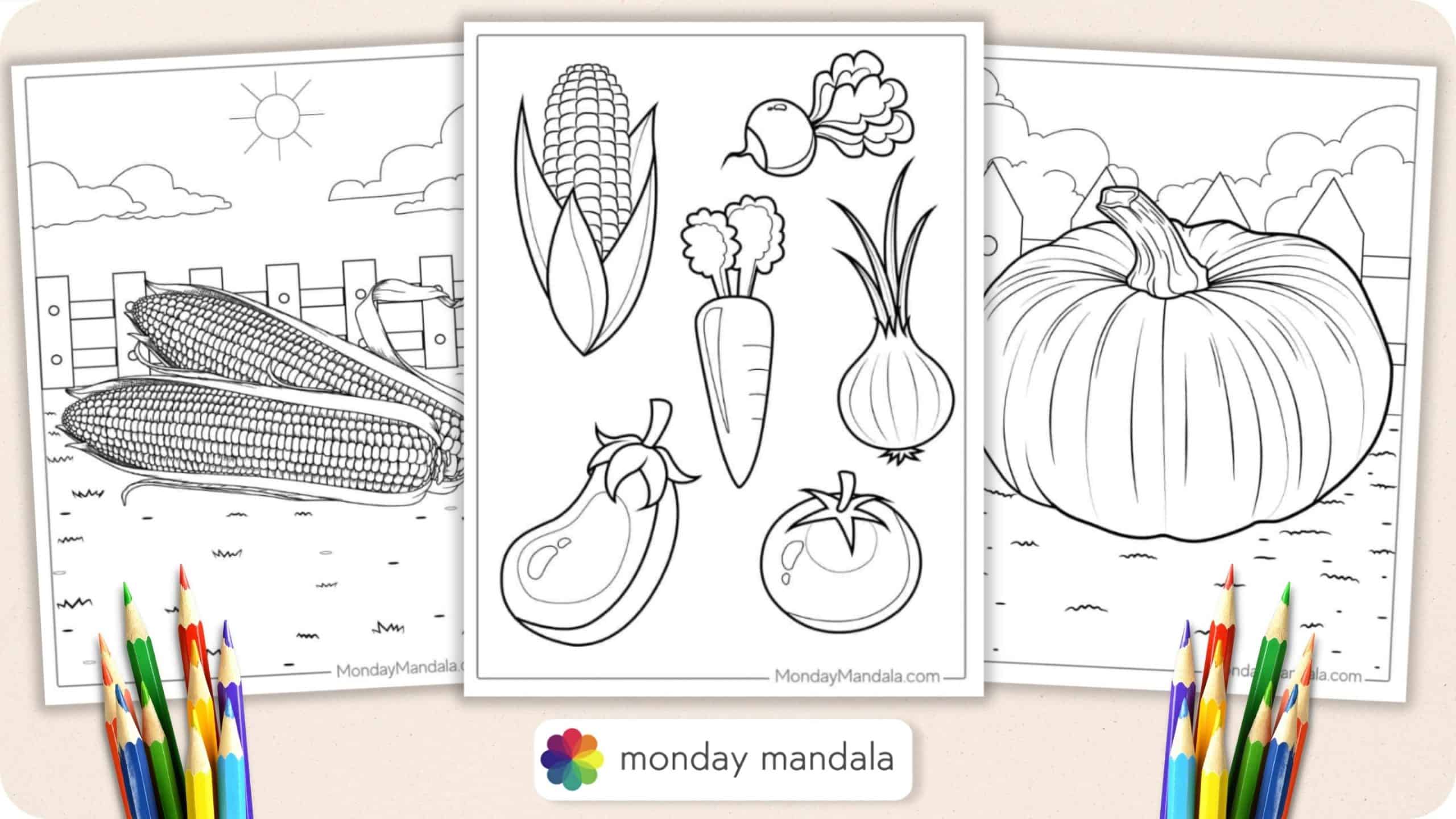 Vegetable coloring pages free pdf printables