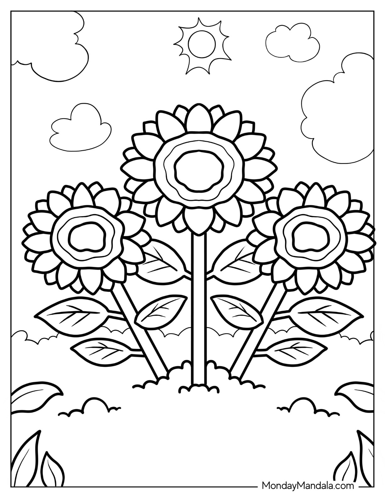 Flower coloring pages free pdf printables