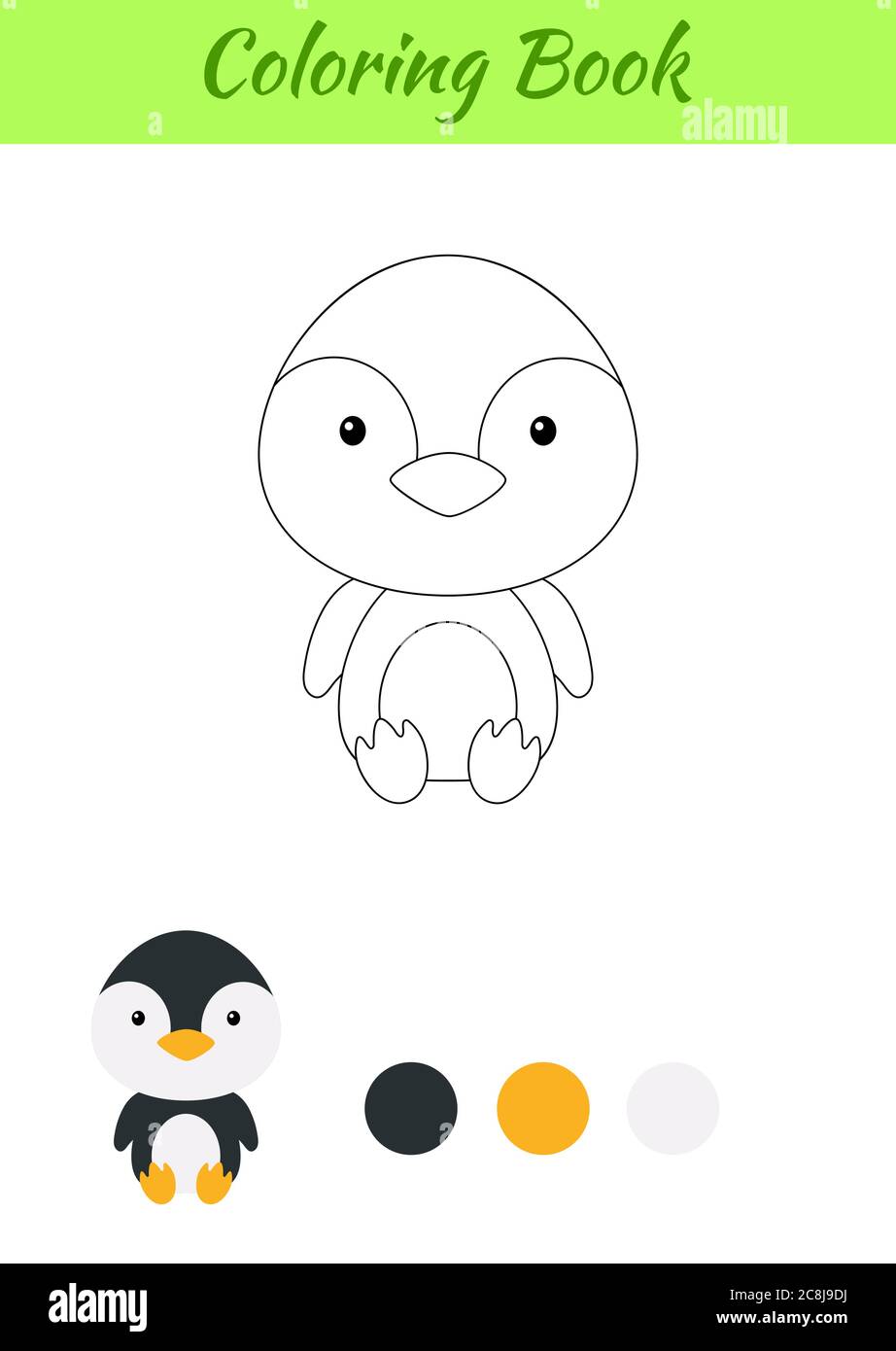 Coloring page little sitting baby penguin coloring book for kids educational activity for preschool years kids and toddlers with cute animal stock vector image art