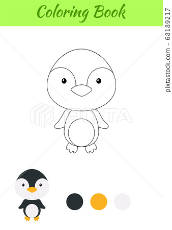 Coloring page happy little baby penguin