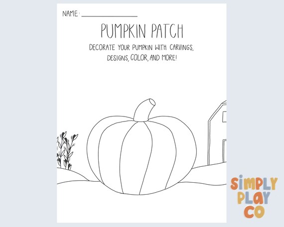 Pumpkin patch coloring page printable activity elementary