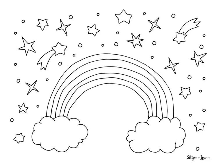 Rainbow coloring pages kawaii background fish coloring page star sky