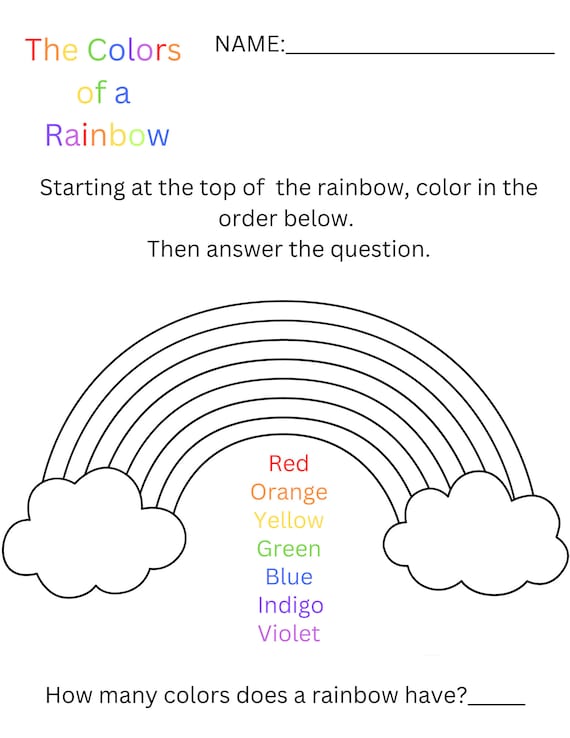 The colors of the rainbow preschool worksheet educational worksheet rainbow coloring worksheet homeschool coloring page rainbow colors