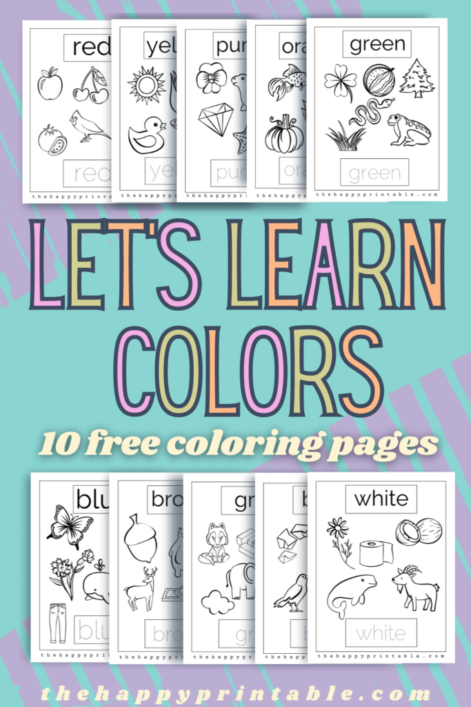 Learning colors coloring pages the happy printable