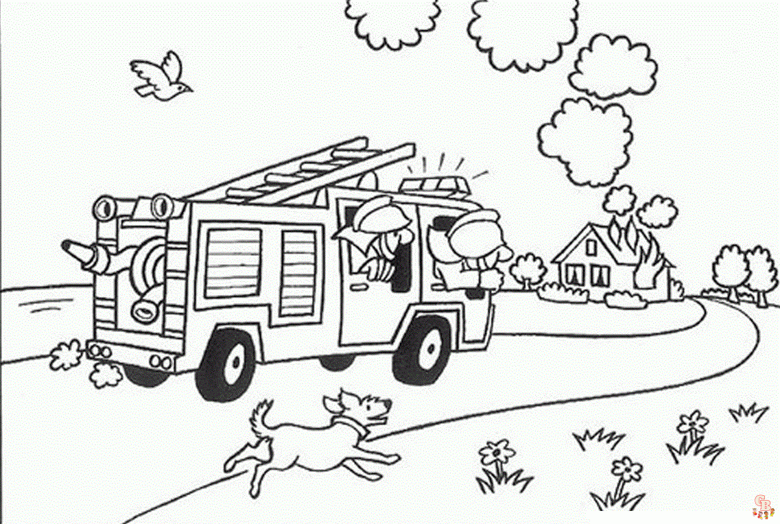 Printable fire safety coloring pages free for kids and adults