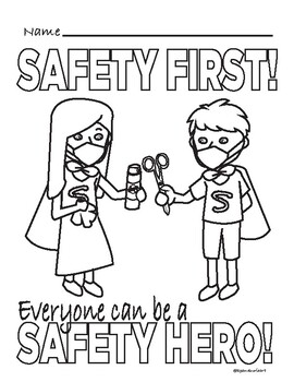 Safety first coloring sheet by kp and corie art tpt