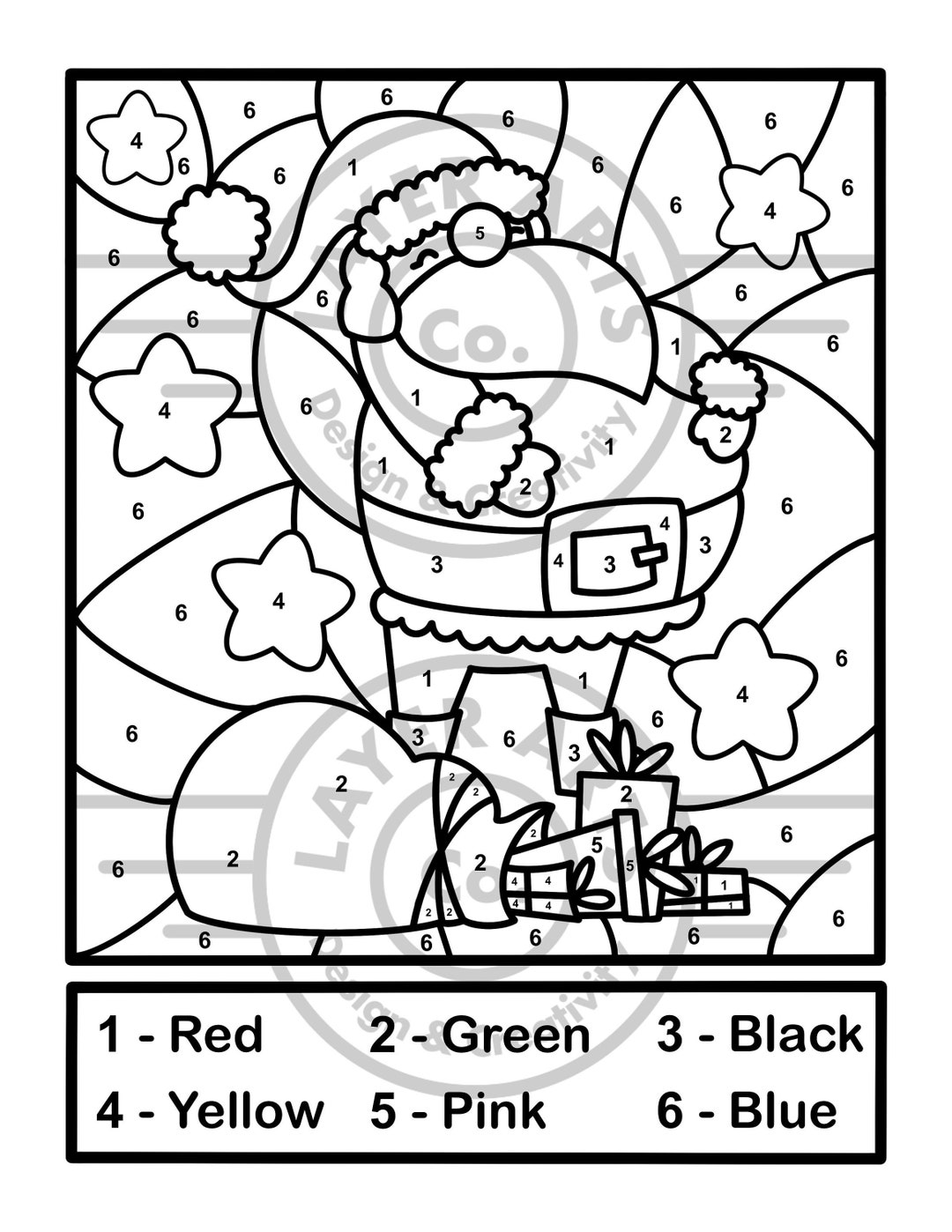 Christmas santa claus color by number activity sheet preschool kindergarten elementary school homeschool classroom christmas color by number