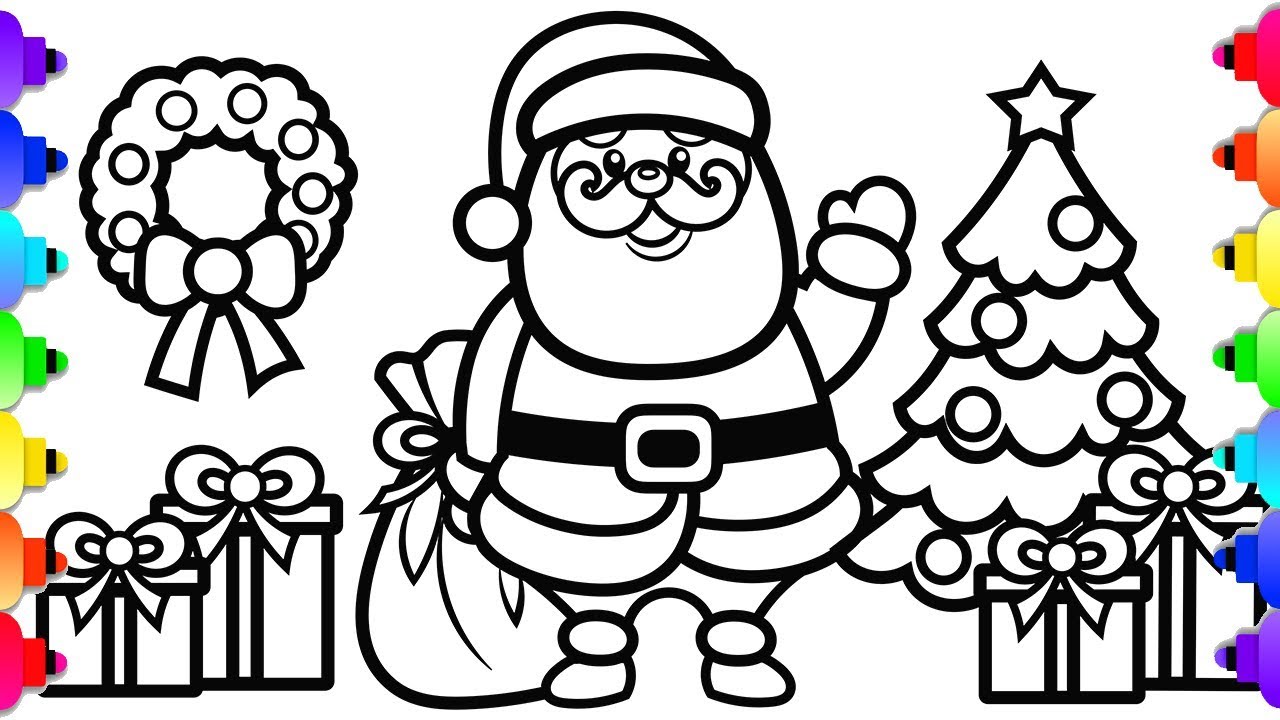 Learn to draw santa coloring page ð ððâðâ christmas coloring book ððsimple art