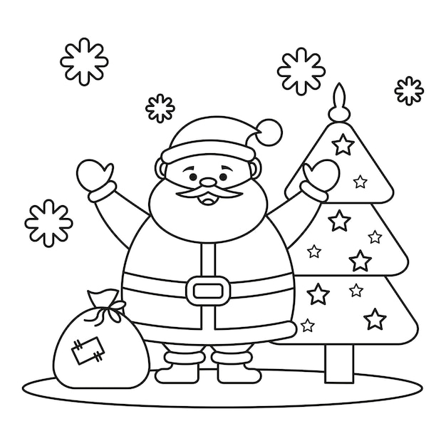 Premium vector childrens christmas coloring page santa claus