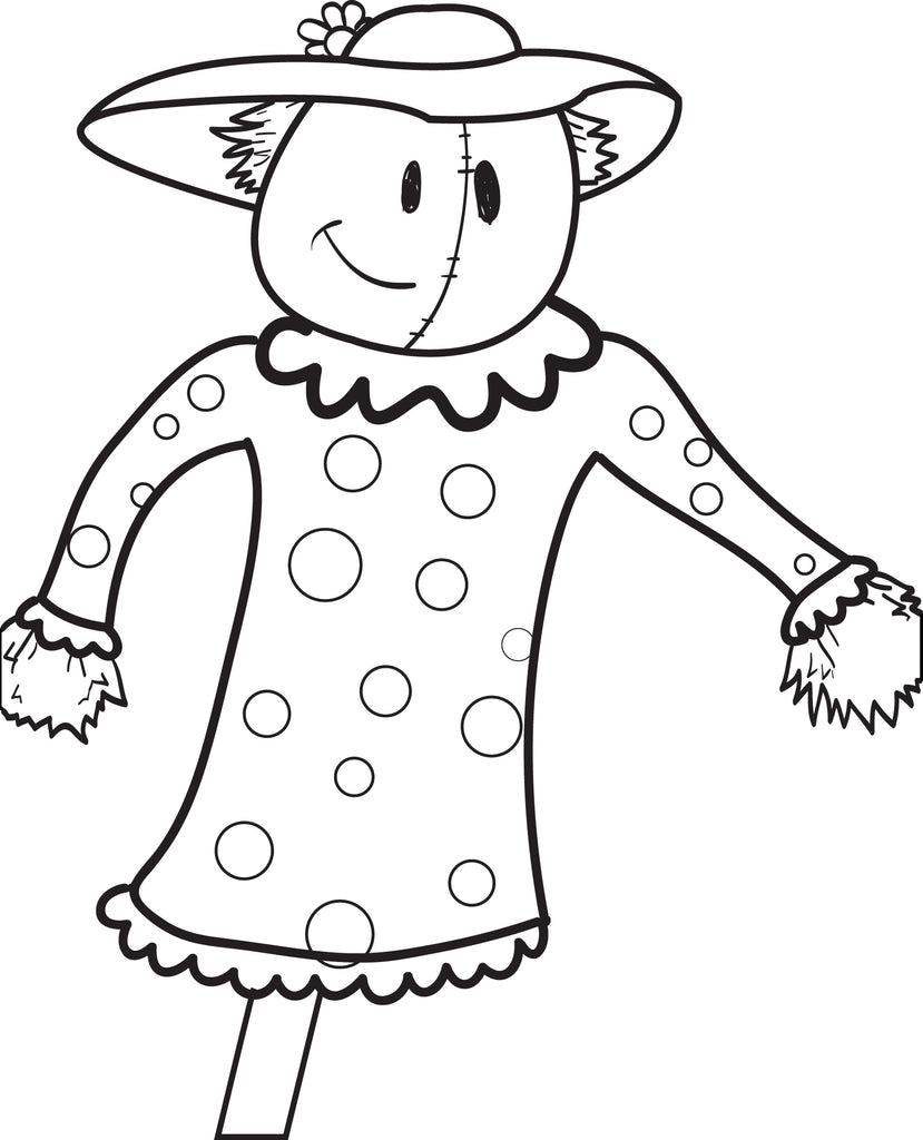 Printable scarecrow coloring page for kids â