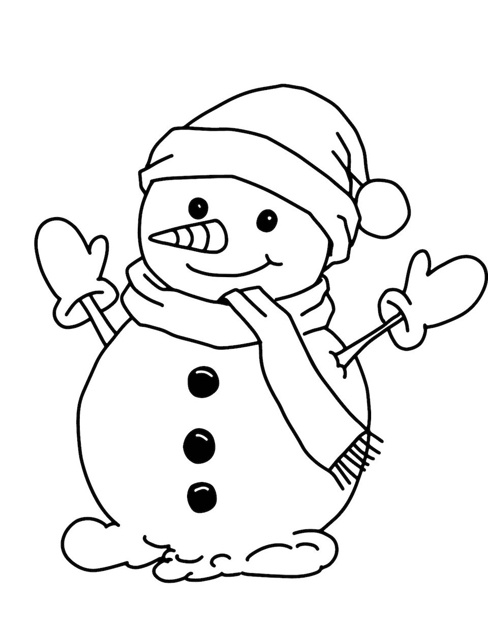 Snowman coloring pages for kids and adults