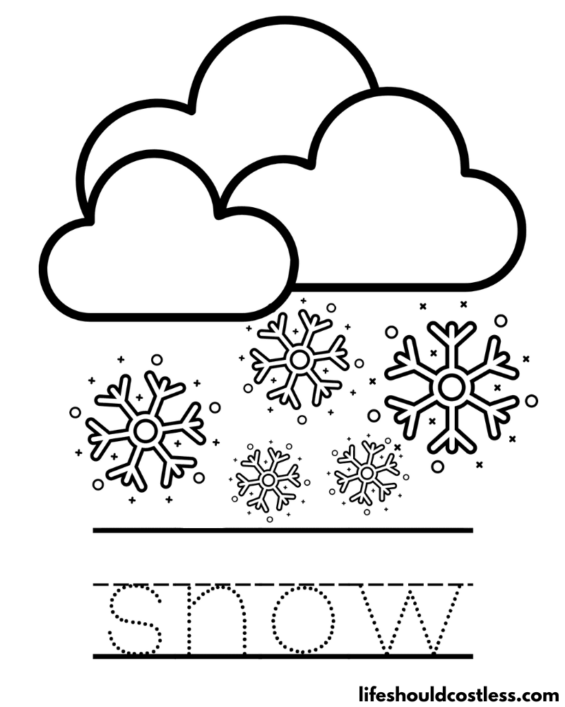 Snow coloring pages free printable pdf templates