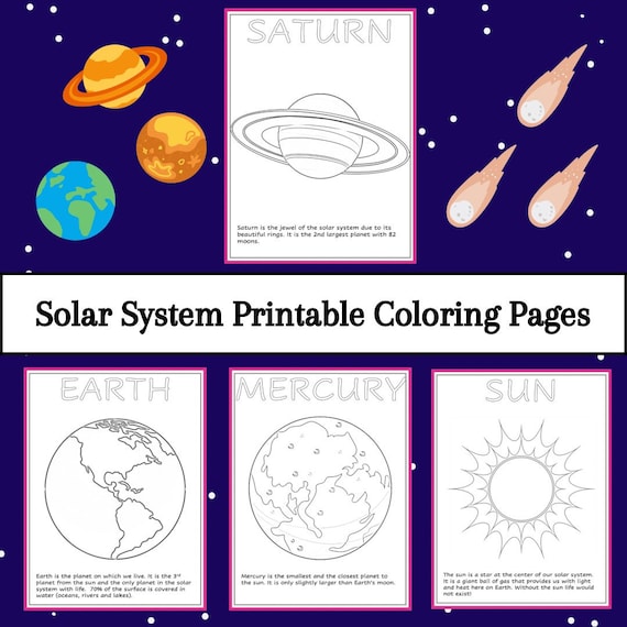 Solar system printable coloring book pages for preschool kindergarten and pre k download now