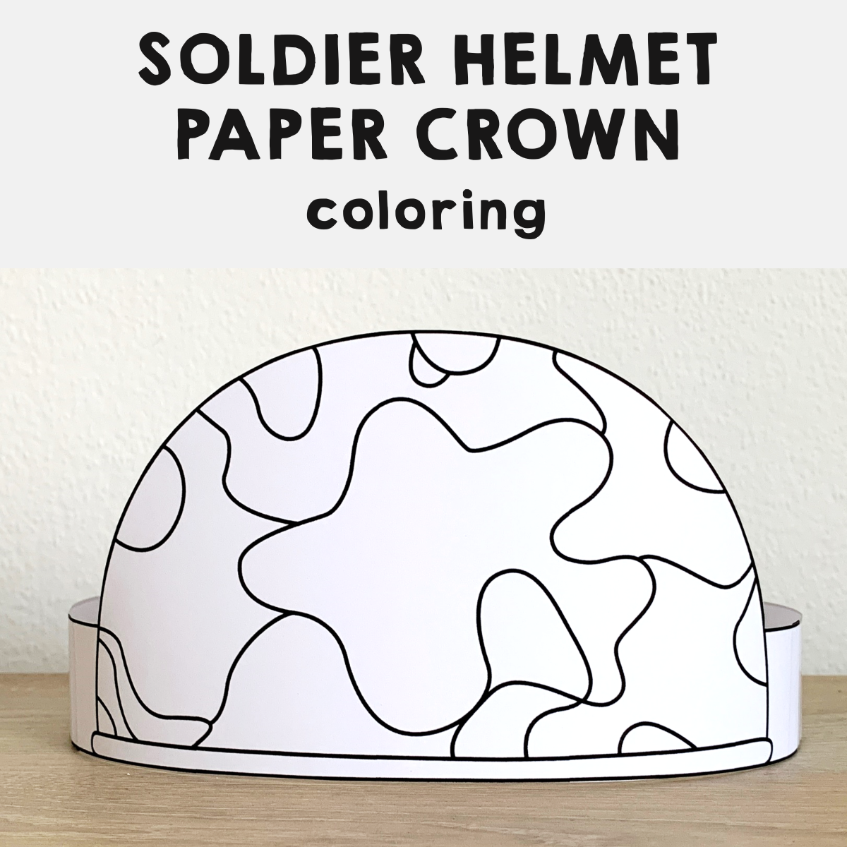 Soldier helmet paper crown headband printable military coloring craft made by teachers