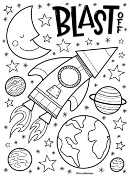 Outer space coloring page by mrs arnolds art room tpt