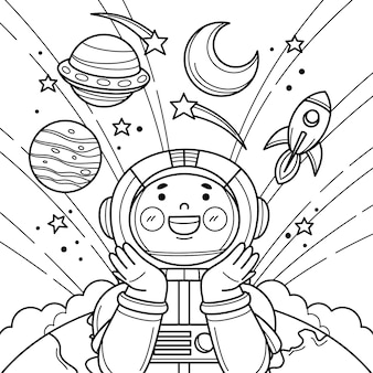 Page space coloring pages kids vectors illustrations for free download