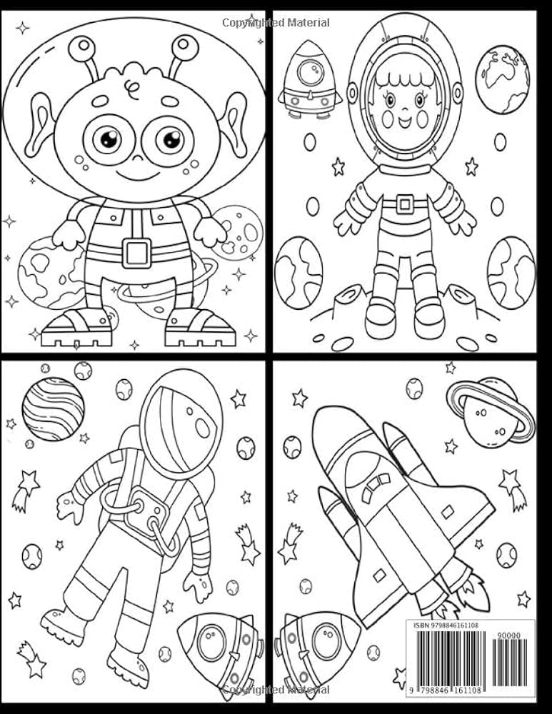 Space coloring book for kids ages