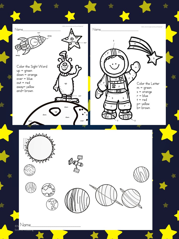 Outer space coloring pages mrs karles sight and sound reading