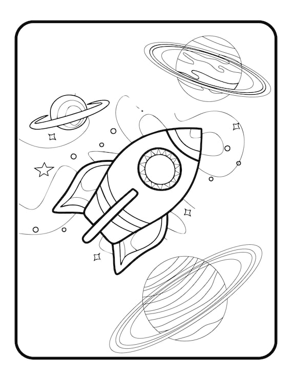 Space coloring pages outer space coloring book astronaut planet coloring pages kids coloring printable pages digital download