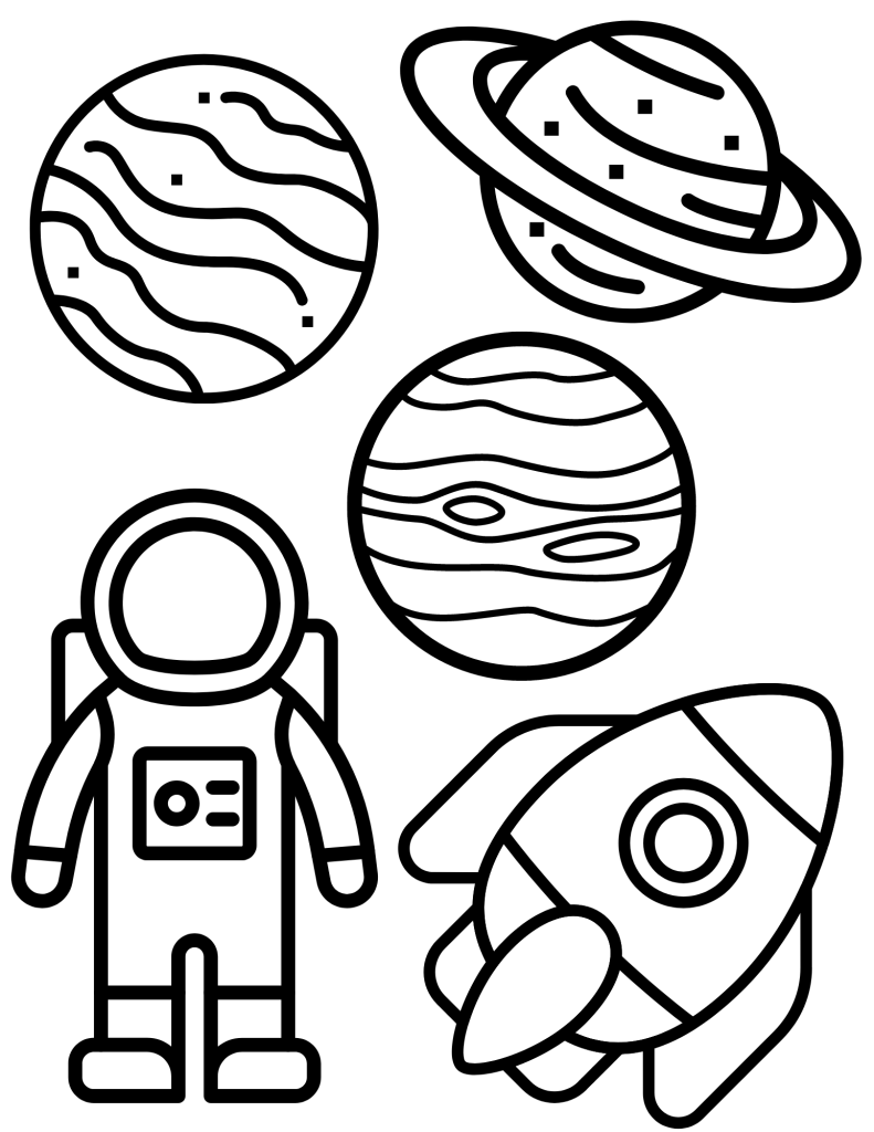 Free space coloring pages for kids and teens