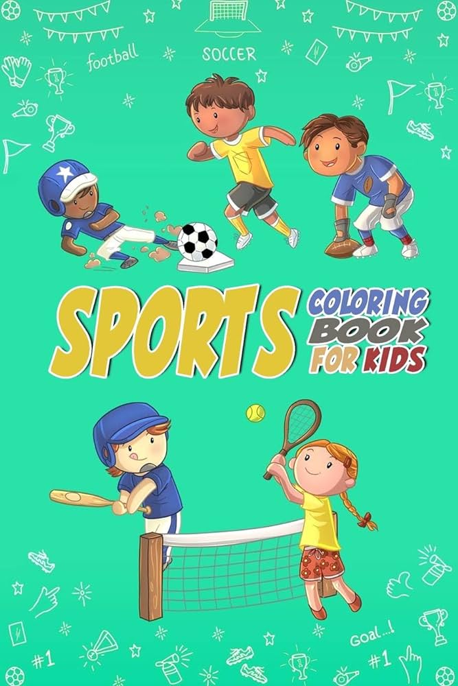 Sports coloring book for kids coloring pages for children sports fan with beautiful illustrations of different sports football baseball rugby tennis hockey books