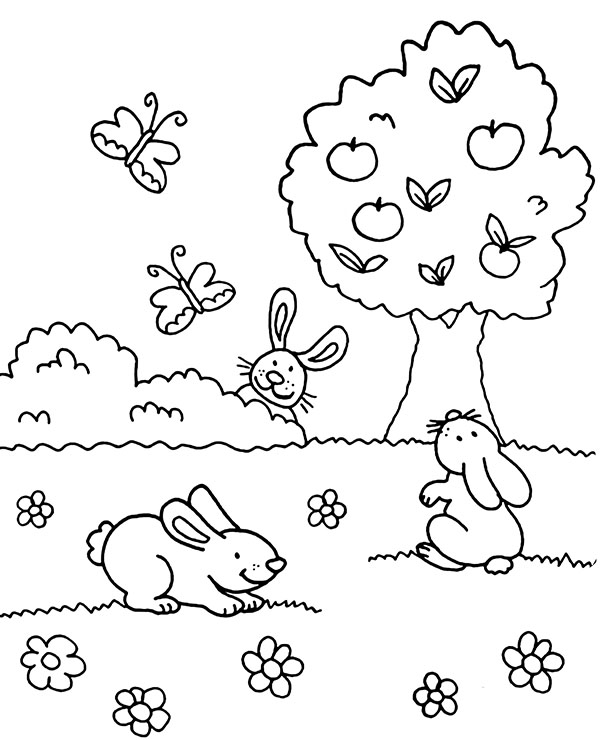 Spring season coloring page for little kids