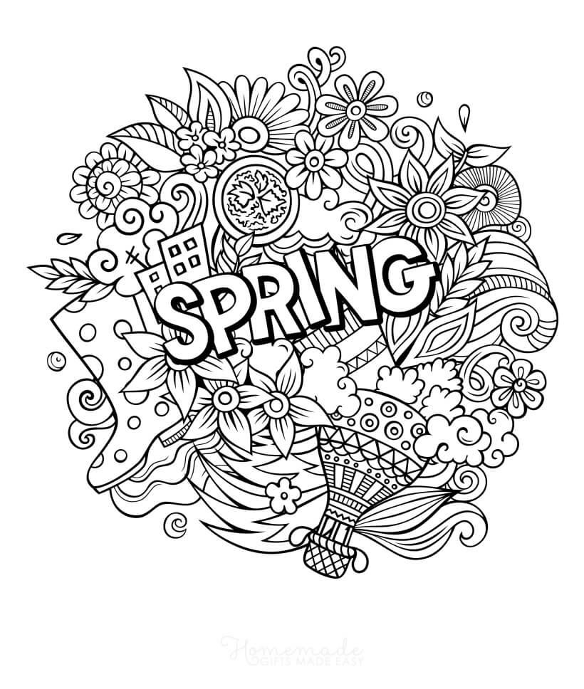 Printable spring coloring pages for adults kids