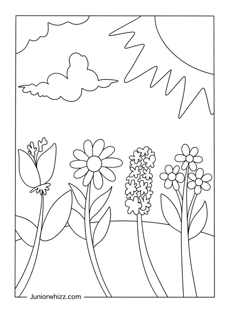 Spring flowers coloring pages printable pdfs