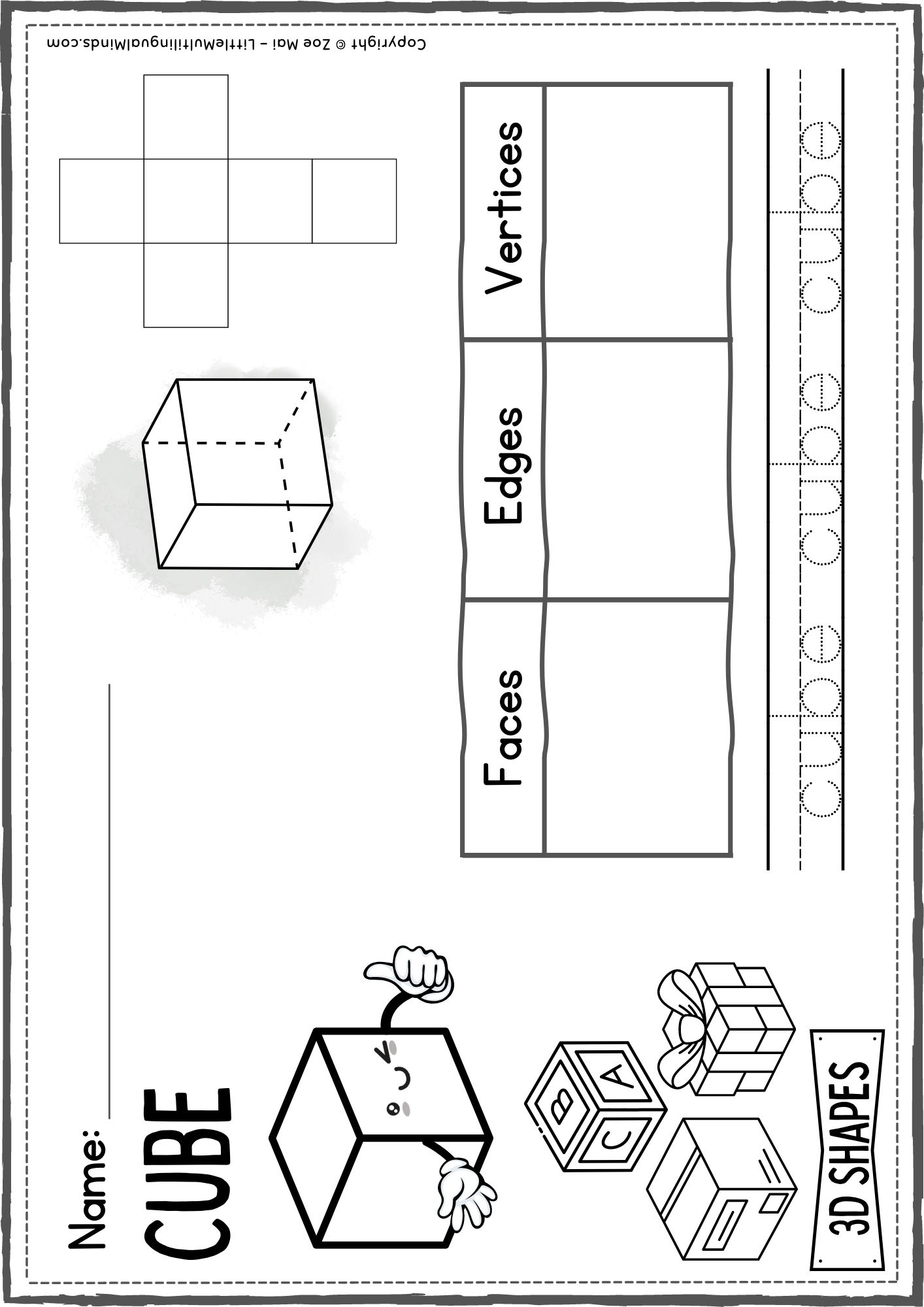 D shapes practice sheets for preschool pre