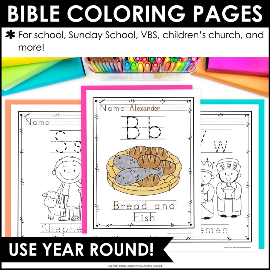 Bible abc coloring book for preschool