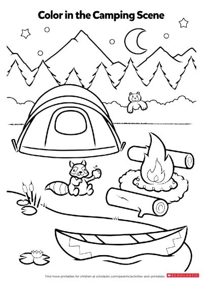 Campfire coloring activity worksheets printables scholastic parents camping theme preschool camping coloring pages camping theme classroom