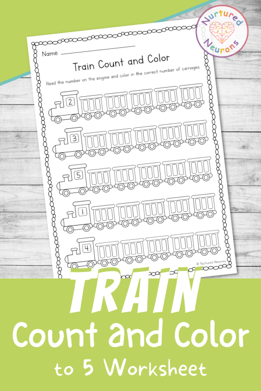 Train count and color worksheet