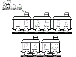 Numbers express train worksheets for preschool and kindergarten